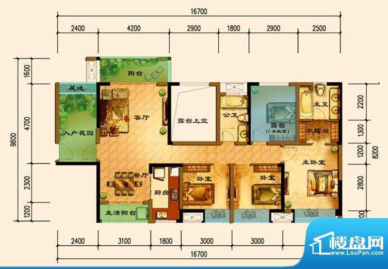 君汇上品C5户型 3室面积:119.49平米