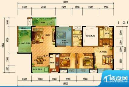 君汇上品C8户型 3室面积:119.13平米