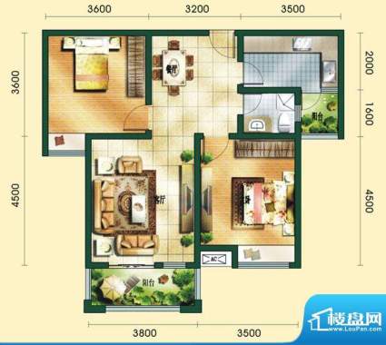 凌凯春天H4 2室2厅1面积:80.12平米