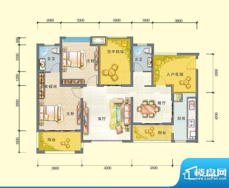 观澜尚郡二期E-4户型面积:114.87平米