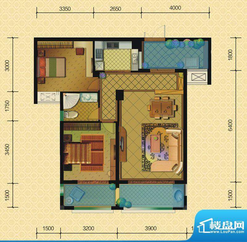 恒策幸福里A5 2室2厅面积:82.00平米