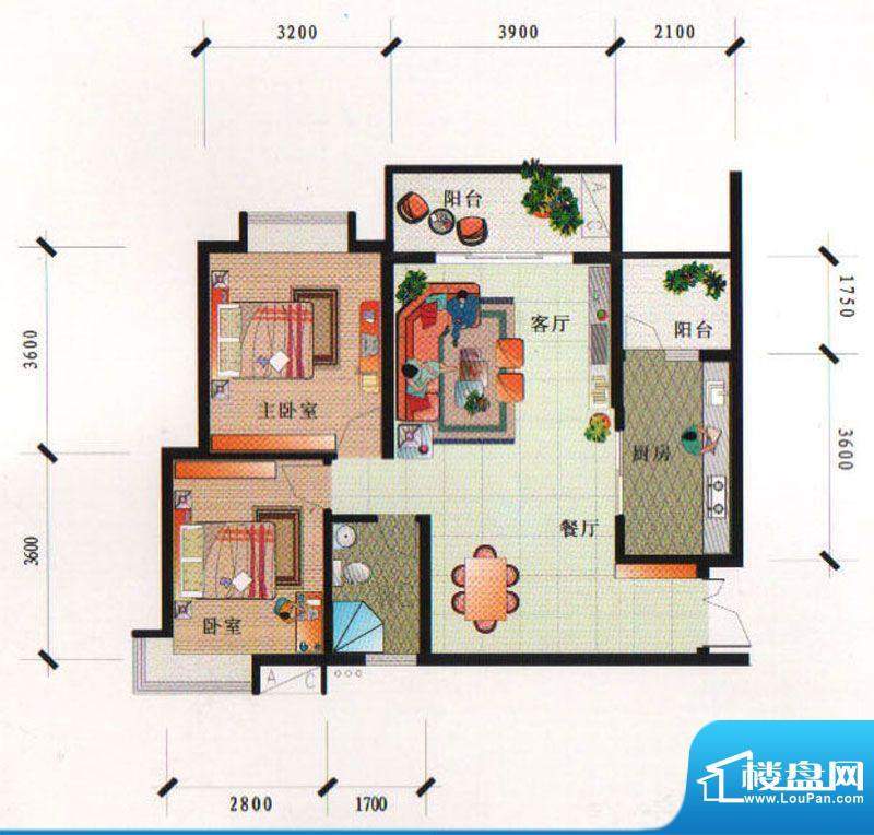 泰合尚渡D3-F型 2室面积:83.00平米