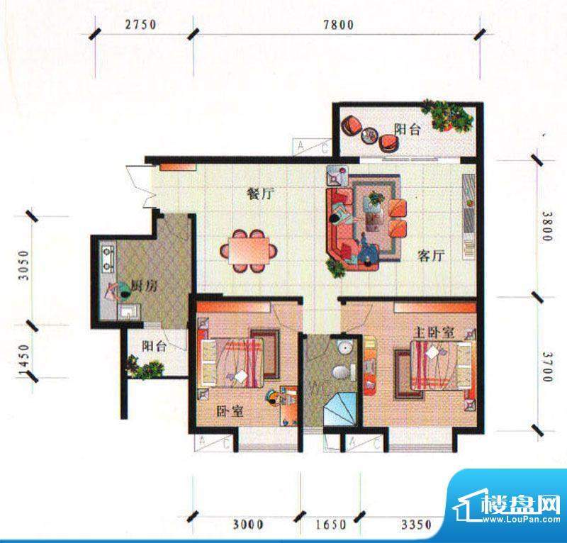 泰合尚渡D2D5-C型 2面积:90.50平米