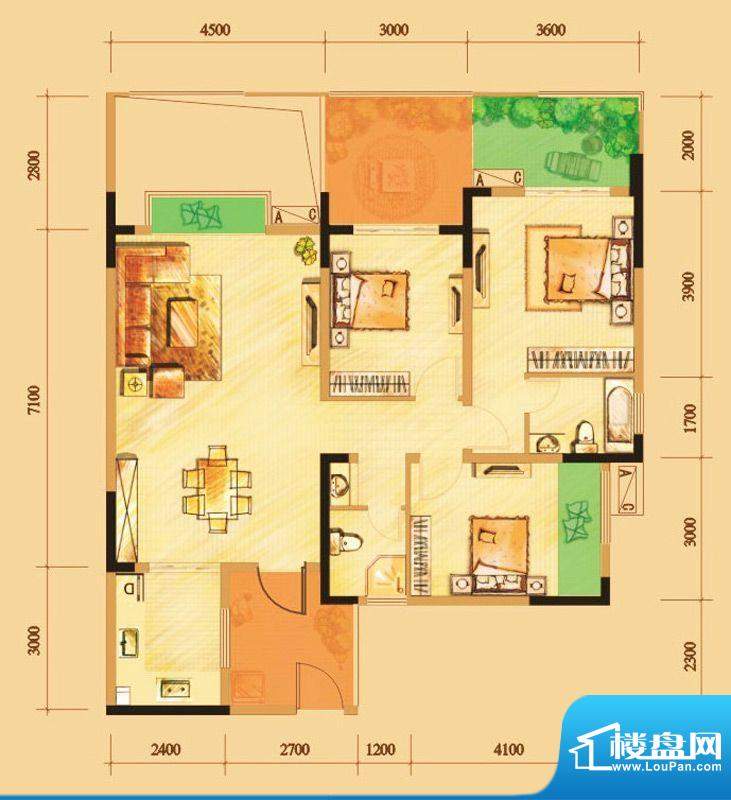 南门一号G2偶数层 3面积:119.00平米