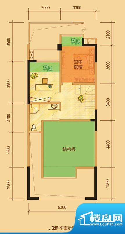 南门一号D2上层 2室面积:113.00平米