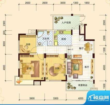 春风玫瑰园J3 3室2厅面积:102.13平米