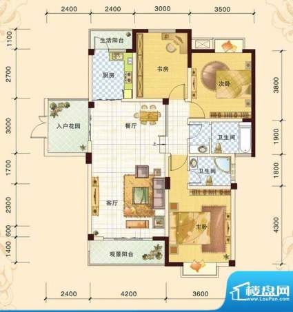 春风玫瑰园K2 3室2厅面积:119.23平米