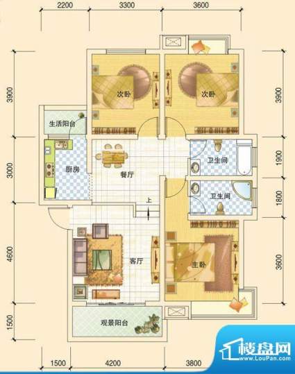 春风玫瑰园C2 3室2厅面积:108.92平米