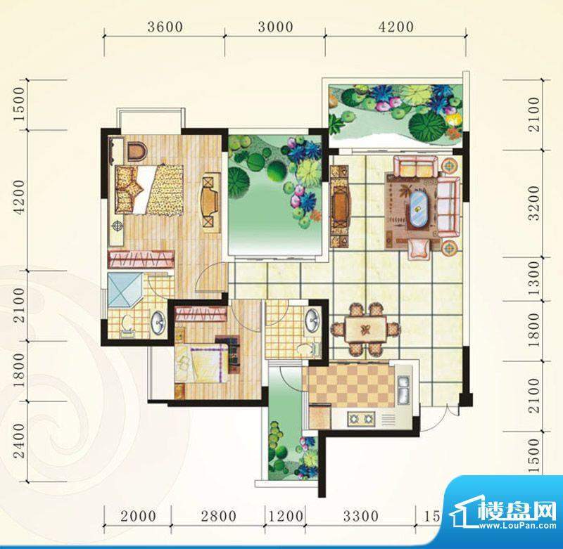 誉峰D 2室2厅2卫1厨面积:101.83平米