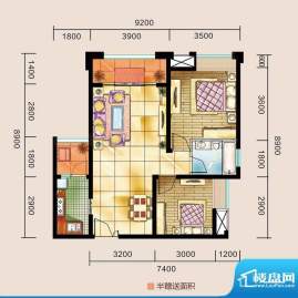 金源利中央华城D户型面积:77.51平米