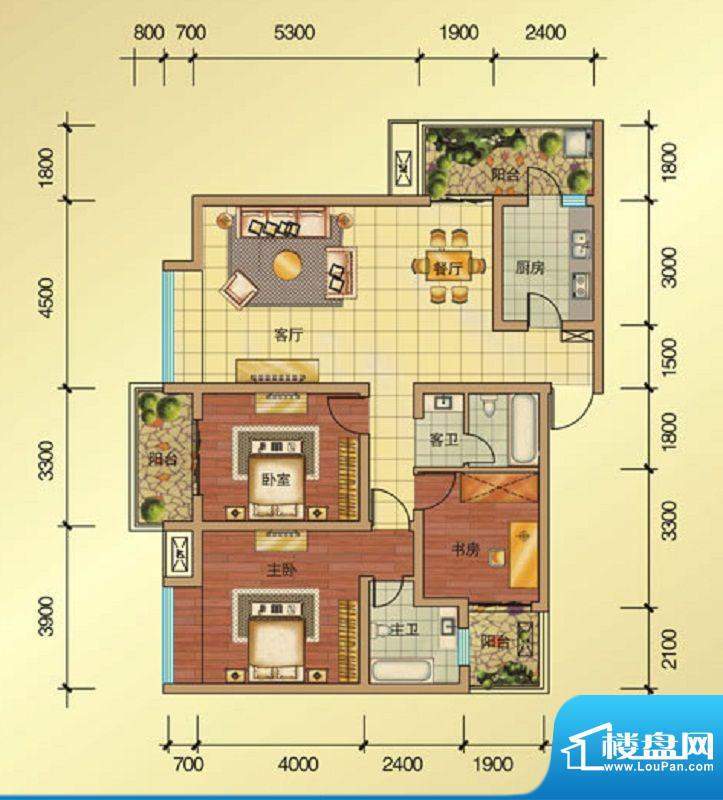 金色维也纳B1户型 3面积:118.22平米