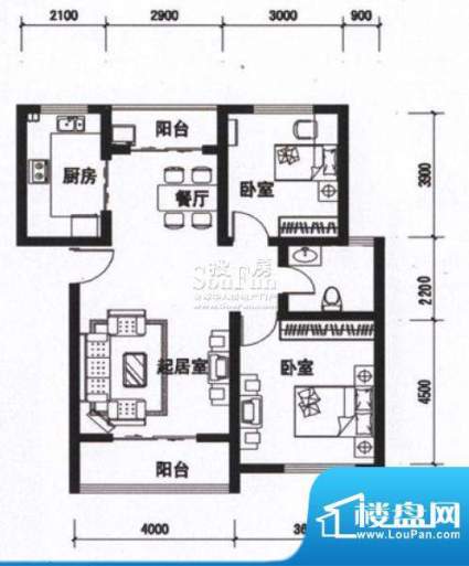 海通时代康桥两室两面积:0.00m平米