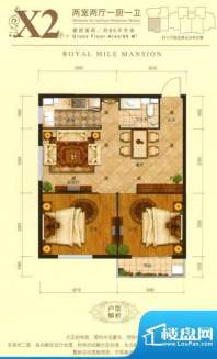 皇家壹里X2户型 2室面积:0.00m平米