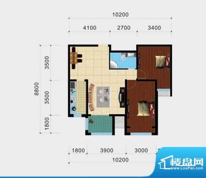 南海西岸户型H2室面积:94.97m平米