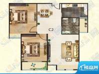 豪庭御都C2户型 2室面积:90.00m平米