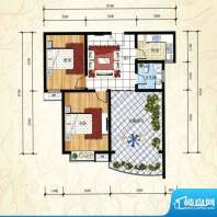 名仕豪庭J户型2室1厅面积:88.00m平米