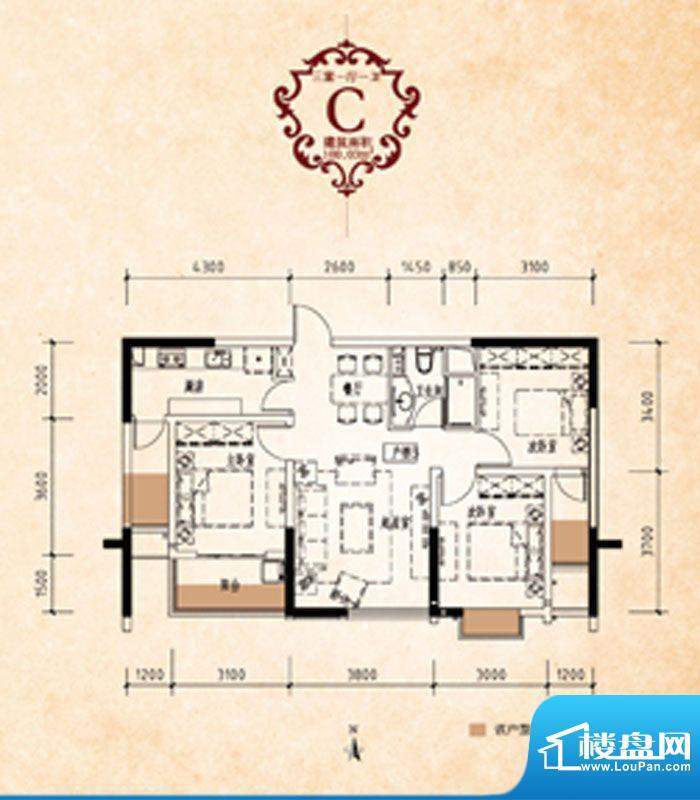 运河新城C户型 3室2面积:100.30m平米