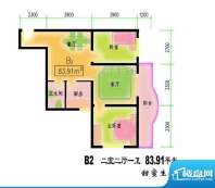 金水湾高层B2户型图面积:83.91m平米