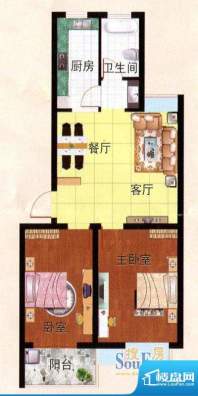 畅园小区A户型 2室2面积:77.05m平米