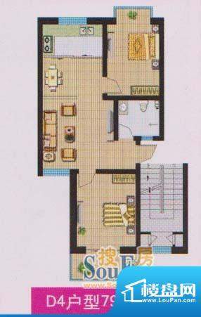 汇景仕嘉户型图D4 2面积:79.18m平米