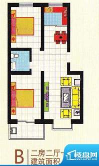 御沁园户型图B 2室2面积:93.05m平米