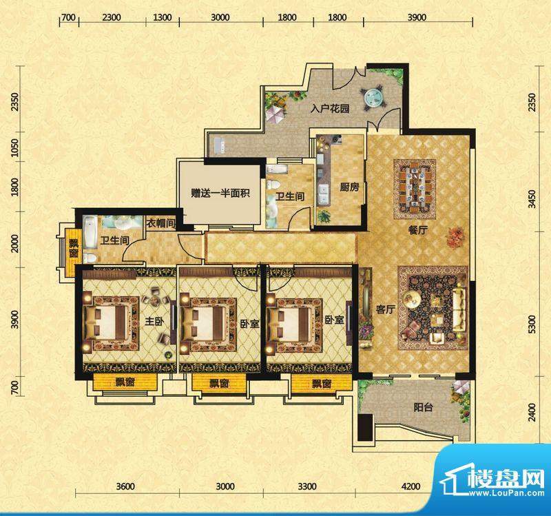 天湖御林湾一期3栋A面积:134.11m平米