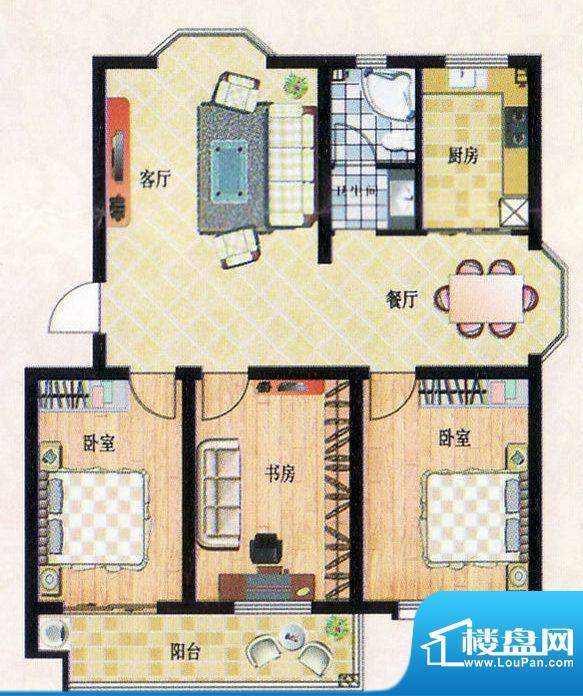 平章府1户型 3室2厅面积:112.80平米