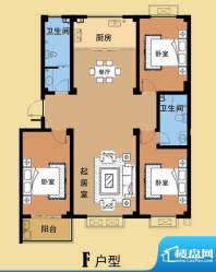 海盛花苑二期F户型标面积:131.03平米