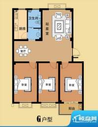 海盛花苑二期G户型标面积:114.75平米