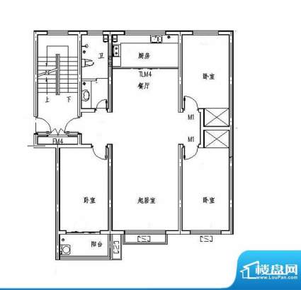 海盛花苑一期H户型 面积:125.80平米