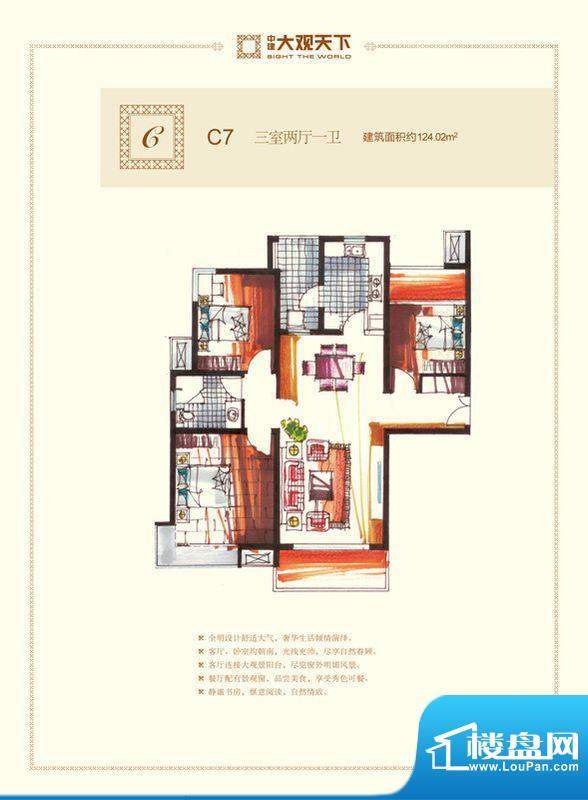 中建大观天下一期高面积:124.02平米