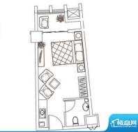领秀杰座公寓户型2 面积:40.37平米