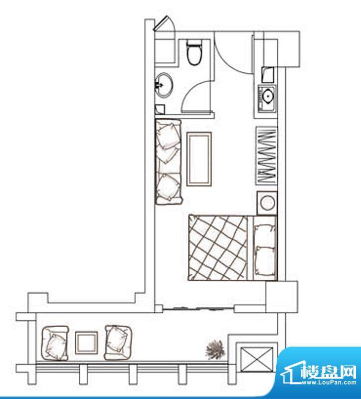 领秀杰座公寓户型6 面积:44.18平米