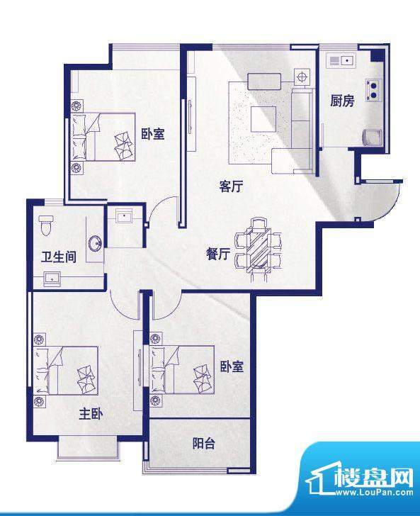 德润康城9号楼A户型面积:127.00平米