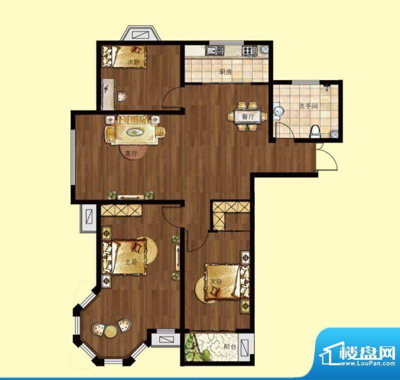 中南香堤雅苑A户型 面积:126.00平米