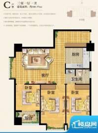 和扬英郡6#住宅C户型面积:105.77平米