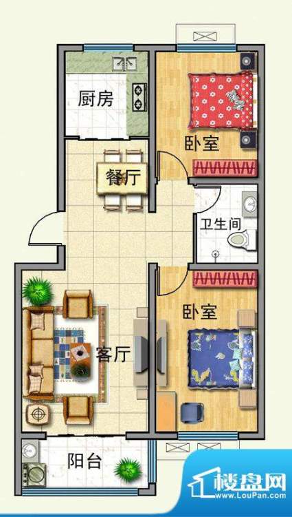 滨城绿洲一期户型 2面积:95.00平米