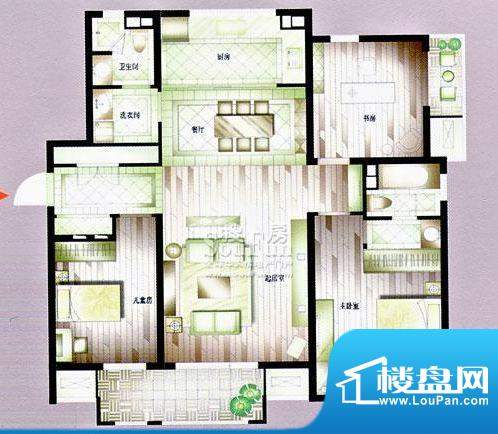 博悦世家户型C 3室2面积:140.00平米