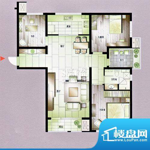 博悦世家户型A 3室2面积:120.00平米