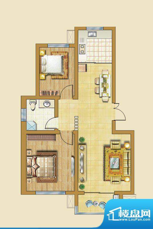 领世新城多层住宅1户面积:83.88平米