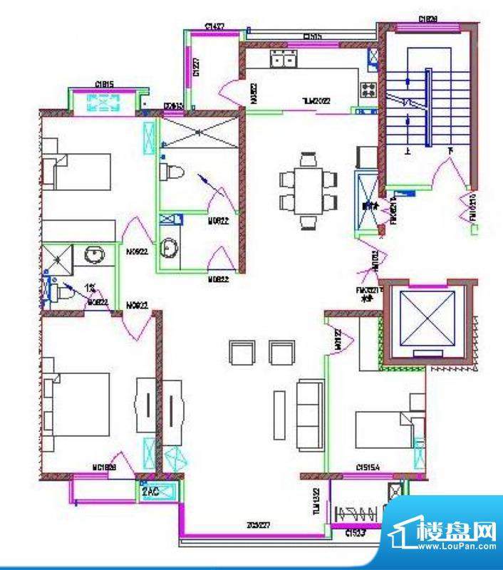 龙居苑154.26㎡户型面积:154.26平米