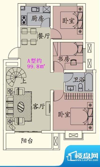 贵人蝶苑一期多层住面积:99.80平米