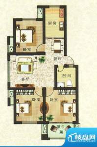 香颂湾B1户型 3室2厅面积:96.78平米
