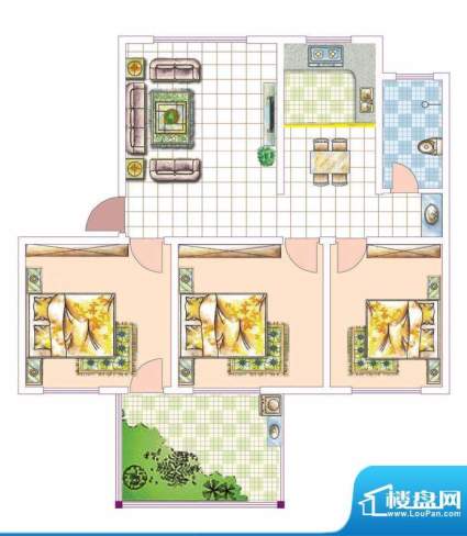 香邑城市花园户型G 面积:111.20平米