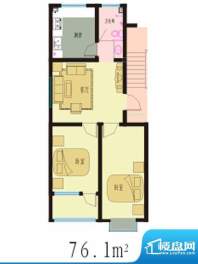 吉祥福海苑多层2户型面积:76.10平米