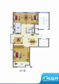 圣城乌托邦E户型 3室面积:104.00平米