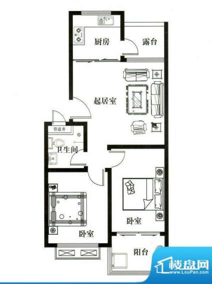 华安凤城丽景A1户型面积:80.00平米