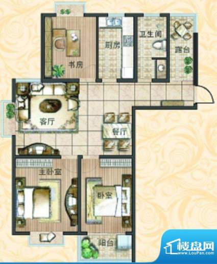 宝鼎花园C1 3室2厅1面积:121.14平米