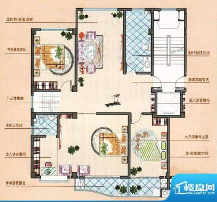 凤鸣郡G户型四层 5室面积:304.00平米