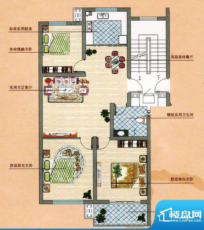 凤鸣郡J户型 3室2厅面积:85.00平米